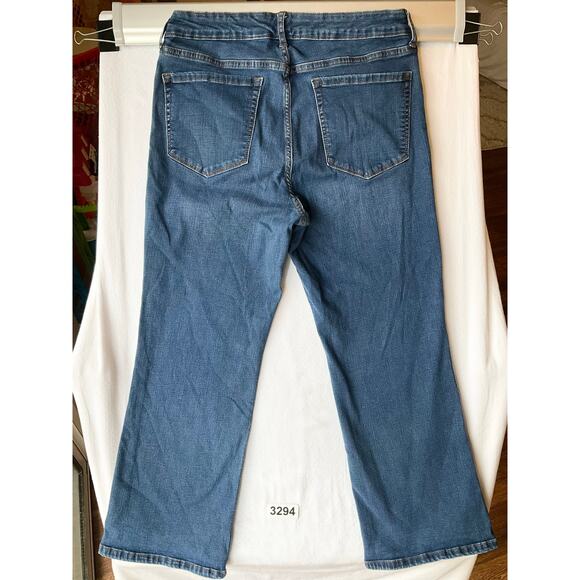 Chaps Midrise Crop Kick Women Waxed Denim Straight Leg Jeans Size 12, Blue - Picture 12 of 12